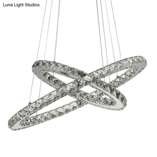 Contemporary Led Crystal Block Chandelier Pendant Light For Bedroom