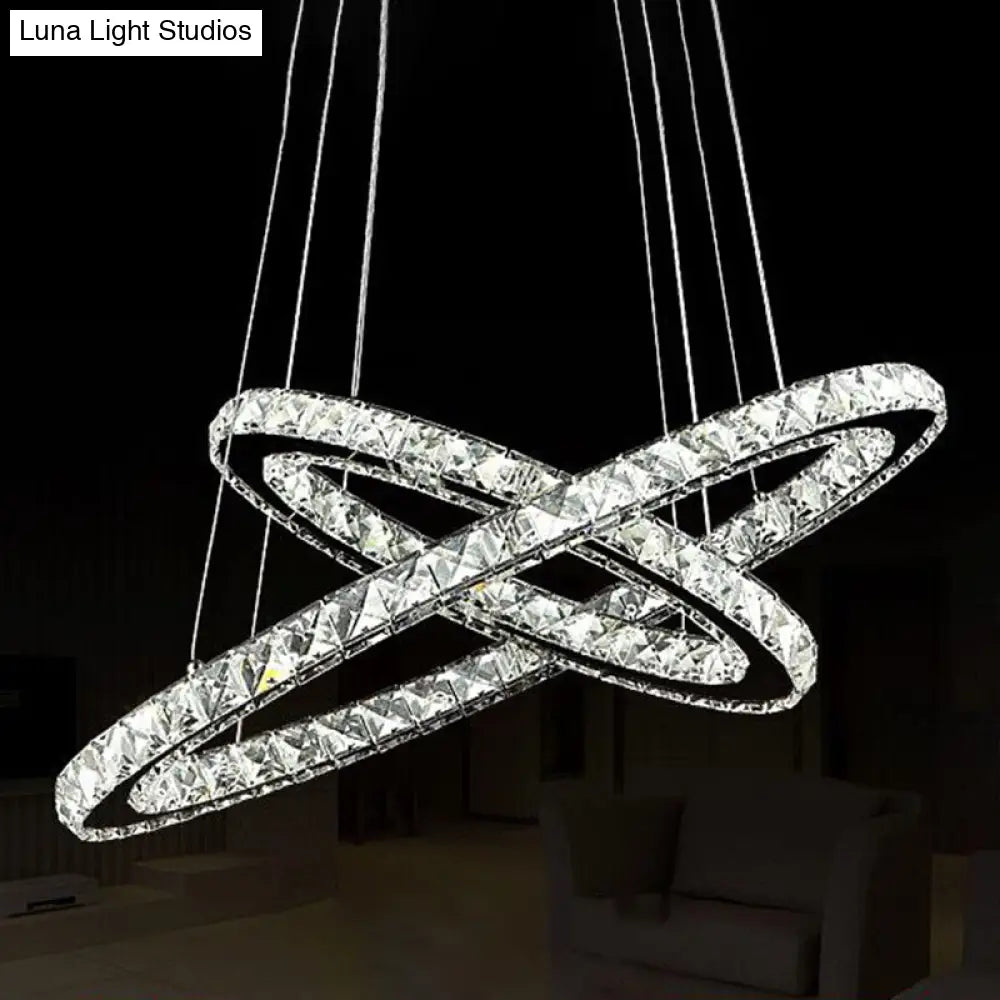 Contemporary Led Crystal Chandelier Pendant Lights For Bedroom Clear / 12+19.5 Third Gear