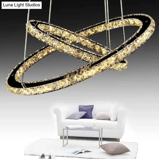 Contemporary Led Crystal Block Chandelier Pendant Light For Bedroom