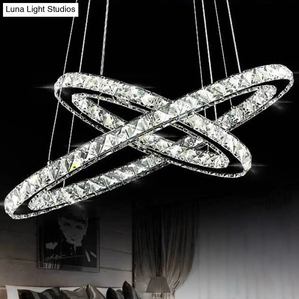 Contemporary Led Crystal Chandelier Pendant Lights For Bedroom Clear / 12+19.5 White