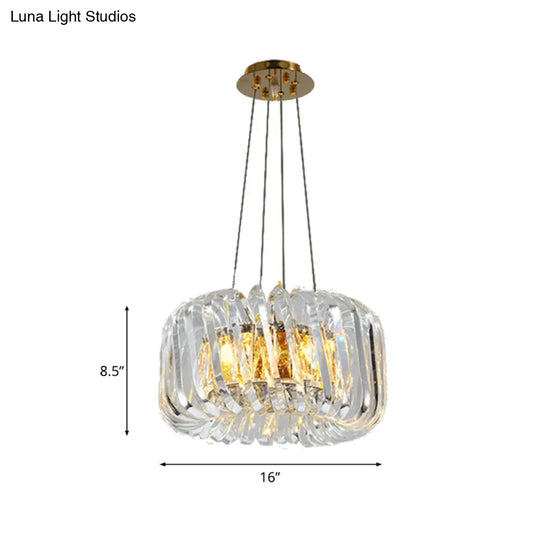 Contemporary Led Crystal Chandelier - Clear Treasure Bowl Pendant Ceiling Lamp