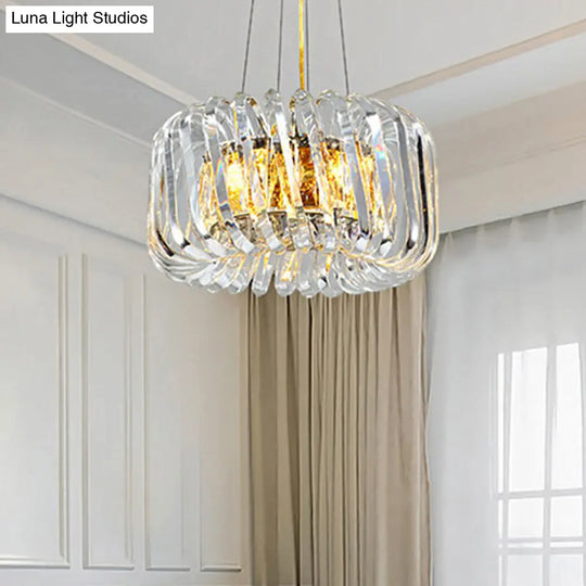 Contemporary Crystal Treasure Bowl Pendant Chandelier - Clear Led Ceiling Lamp