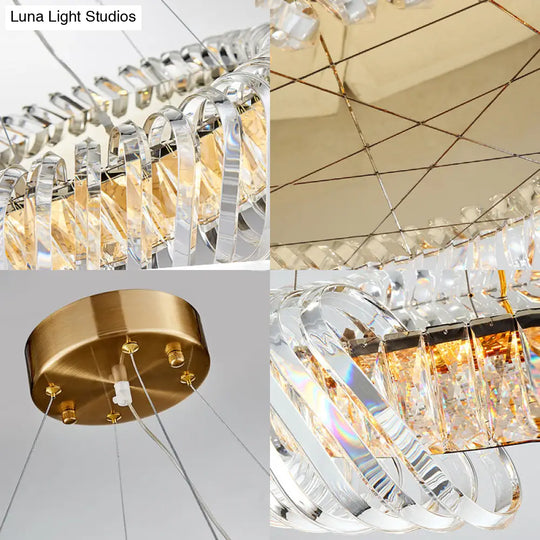 Contemporary Led Crystal Chandelier - Clear Treasure Bowl Pendant Ceiling Lamp