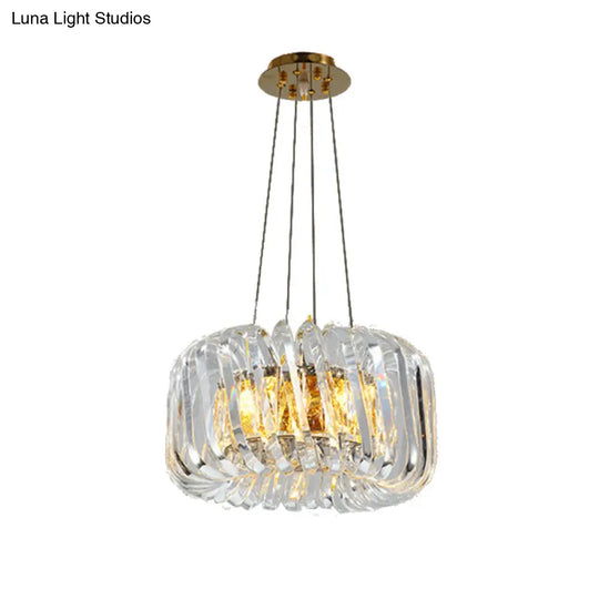 Contemporary Crystal Treasure Bowl Pendant Chandelier - Clear Led Ceiling Lamp