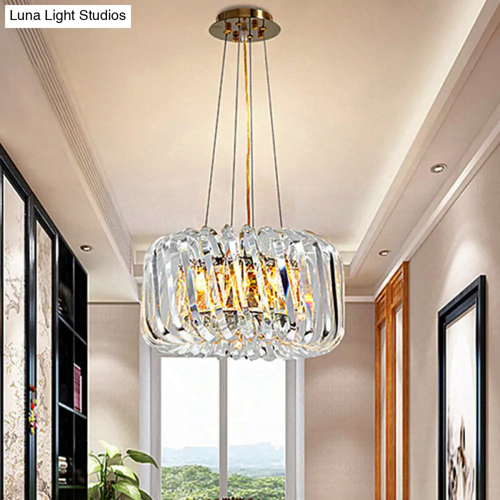 Contemporary Crystal Treasure Bowl Pendant Chandelier - Clear Led Ceiling Lamp