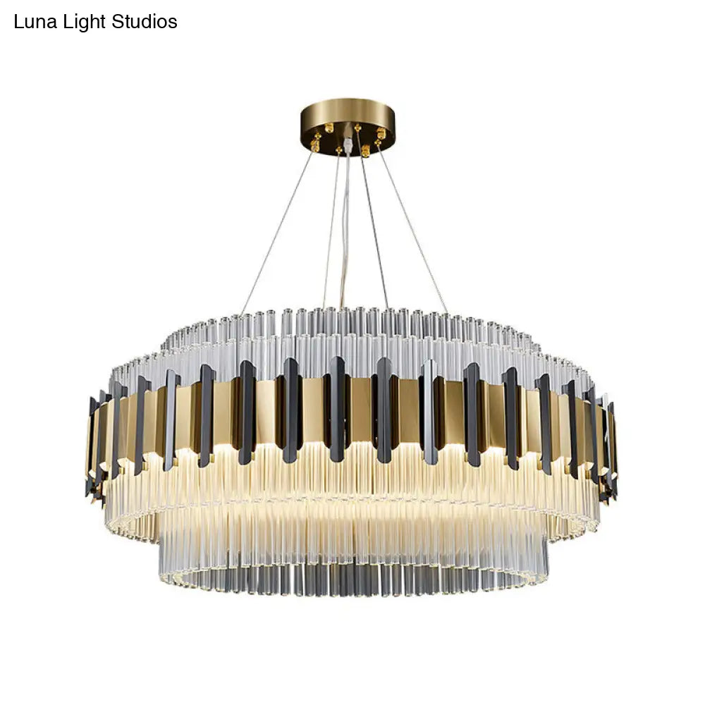 Contemporary Led Crystal Chandelier For Parlor Ceiling With Clear Tubes