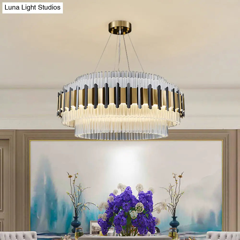 Contemporary Led Crystal Chandelier For Parlor Ceiling With Clear Tubes