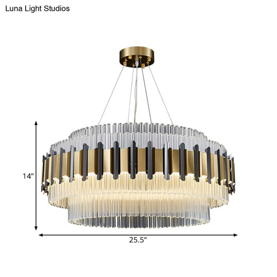 Contemporary Led Crystal Chandelier - Clear Tubes Ceiling Light Fixture For Parlor