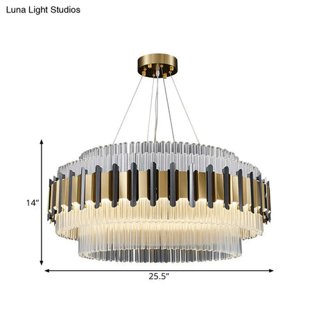 Contemporary Led Crystal Chandelier - Clear Tubes Ceiling Light Fixture For Parlor