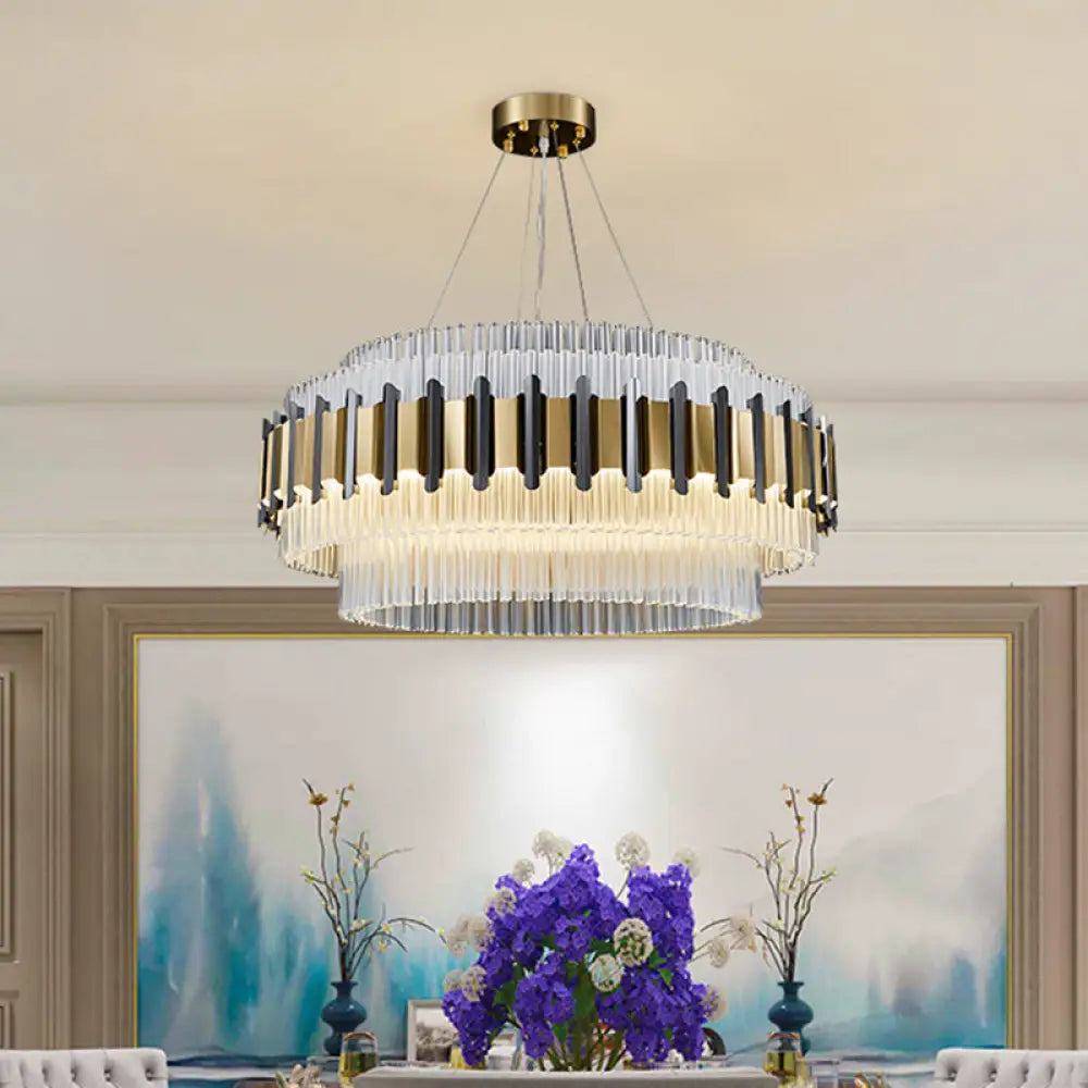 Contemporary Led Crystal Chandelier - Clear Tubes Ceiling Light Fixture For Parlor