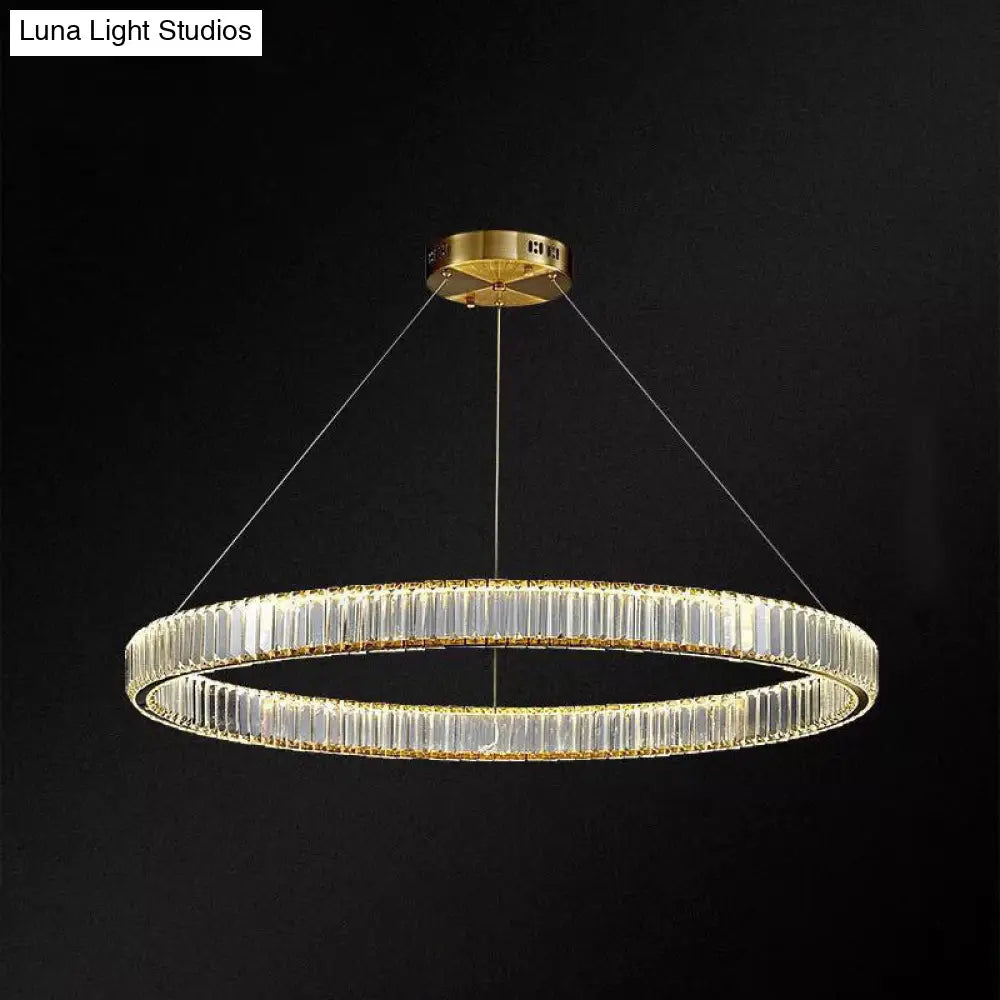 Modern Led Crystal Chandelier For Living Room Suspension Pendant Light Gold / 39.5 White