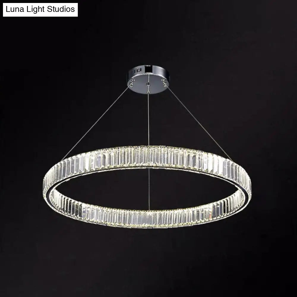 Modern Led Crystal Chandelier For Living Room Suspension Pendant Light Chrome / 31.5 Warm