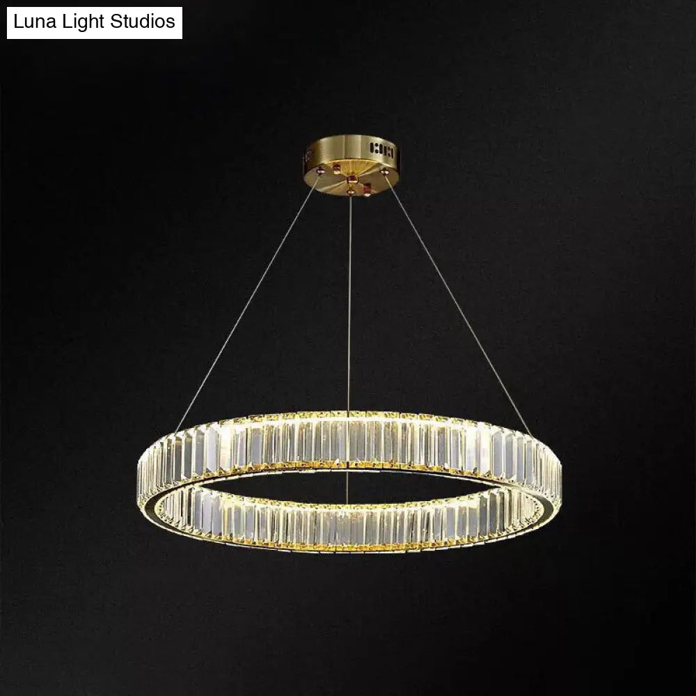 Modern Led Crystal Chandelier For Living Room Suspension Pendant Light Gold / 23.5 Warm