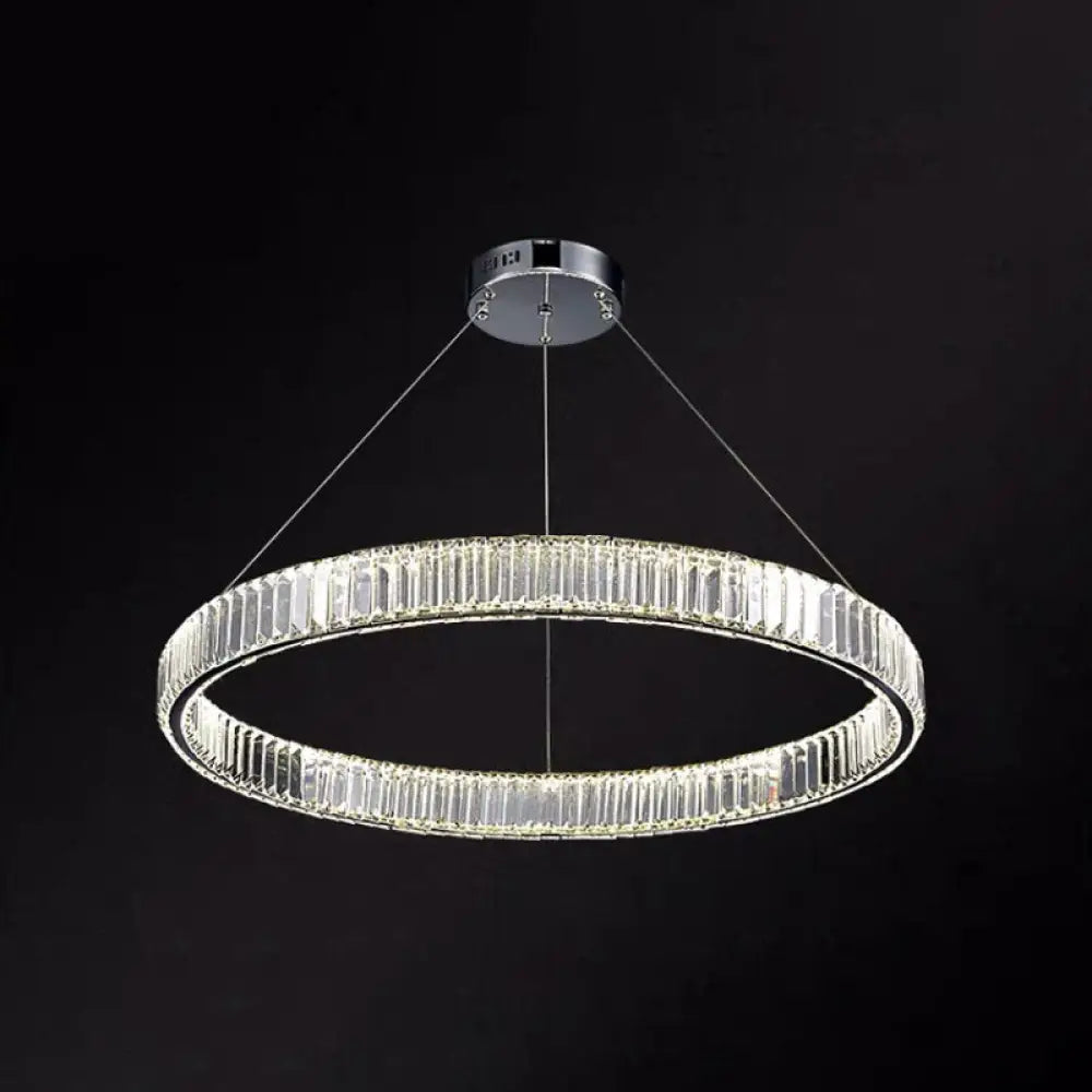 Contemporary Led Crystal Chandelier Pendant Light For Living Room Chrome / 31.5’ Warm