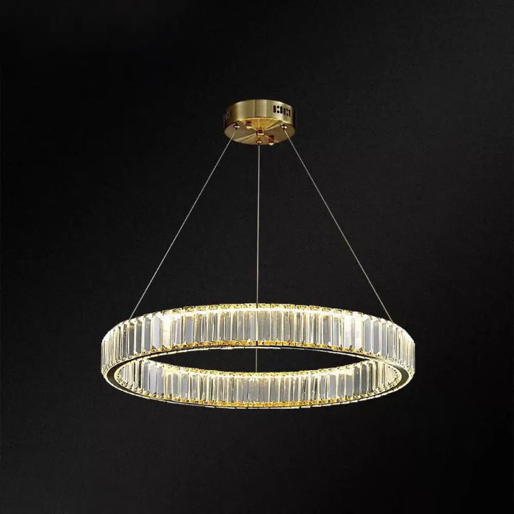 Contemporary Led Crystal Chandelier Pendant Light For Living Room Gold / 23.5’ Warm