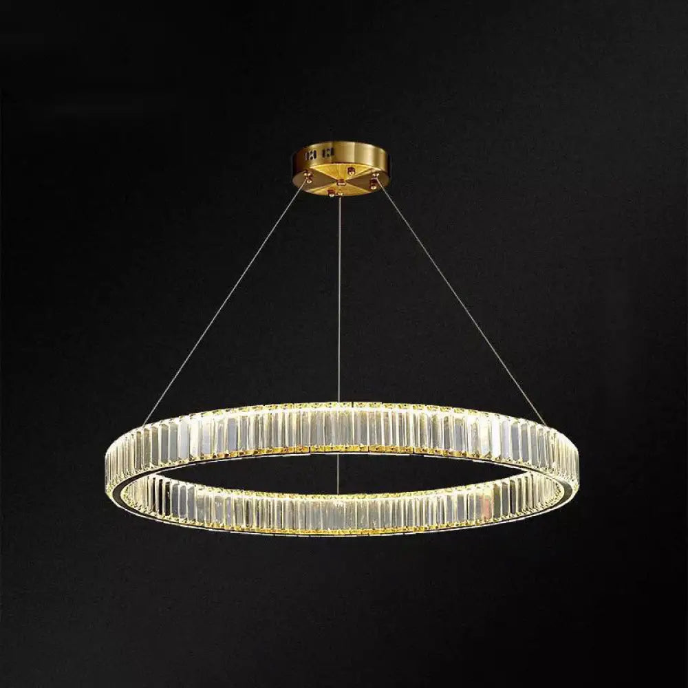 Contemporary Led Crystal Chandelier Pendant Light For Living Room Gold / 31.5’ Warm