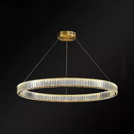 Contemporary Led Crystal Chandelier Pendant Light For Living Room Gold / 39.5’ White