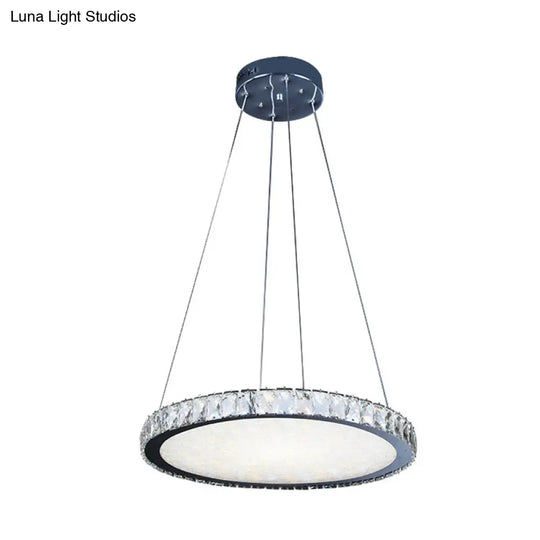 Contemporary Led Crystal Chandelier Pendant Light With Nickel Finish