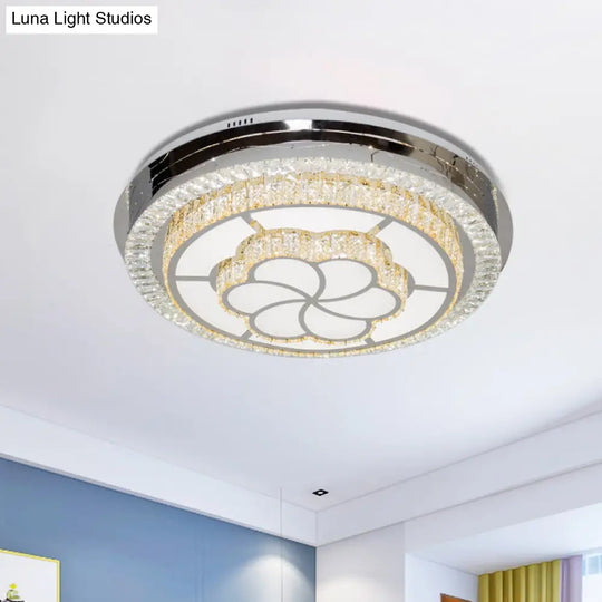 Contemporary Led Crystal Flush Ceiling Light Fixture For Parlor