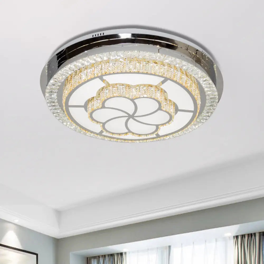 Contemporary Led Crystal Flush Ceiling Light Fixture For Parlor Clear