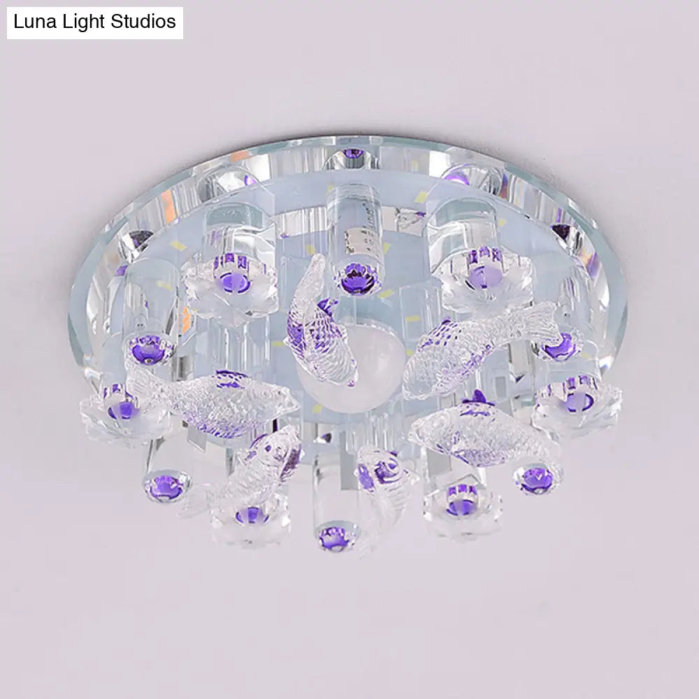 Contemporary Led Crystal Flush Mount Ceiling Light For Fish - Themed Bedrooms