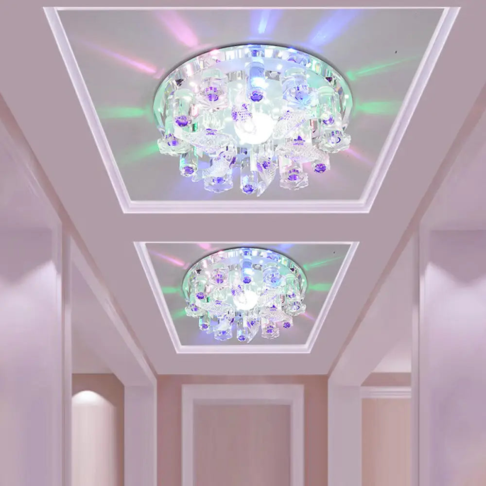 Contemporary Led Crystal Flush Mount Ceiling Light For Fish - Themed Bedrooms Clear