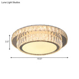 Contemporary Led Crystal Flush Mount Fixture With 2 - Tier Circular Design In Nickel Finish