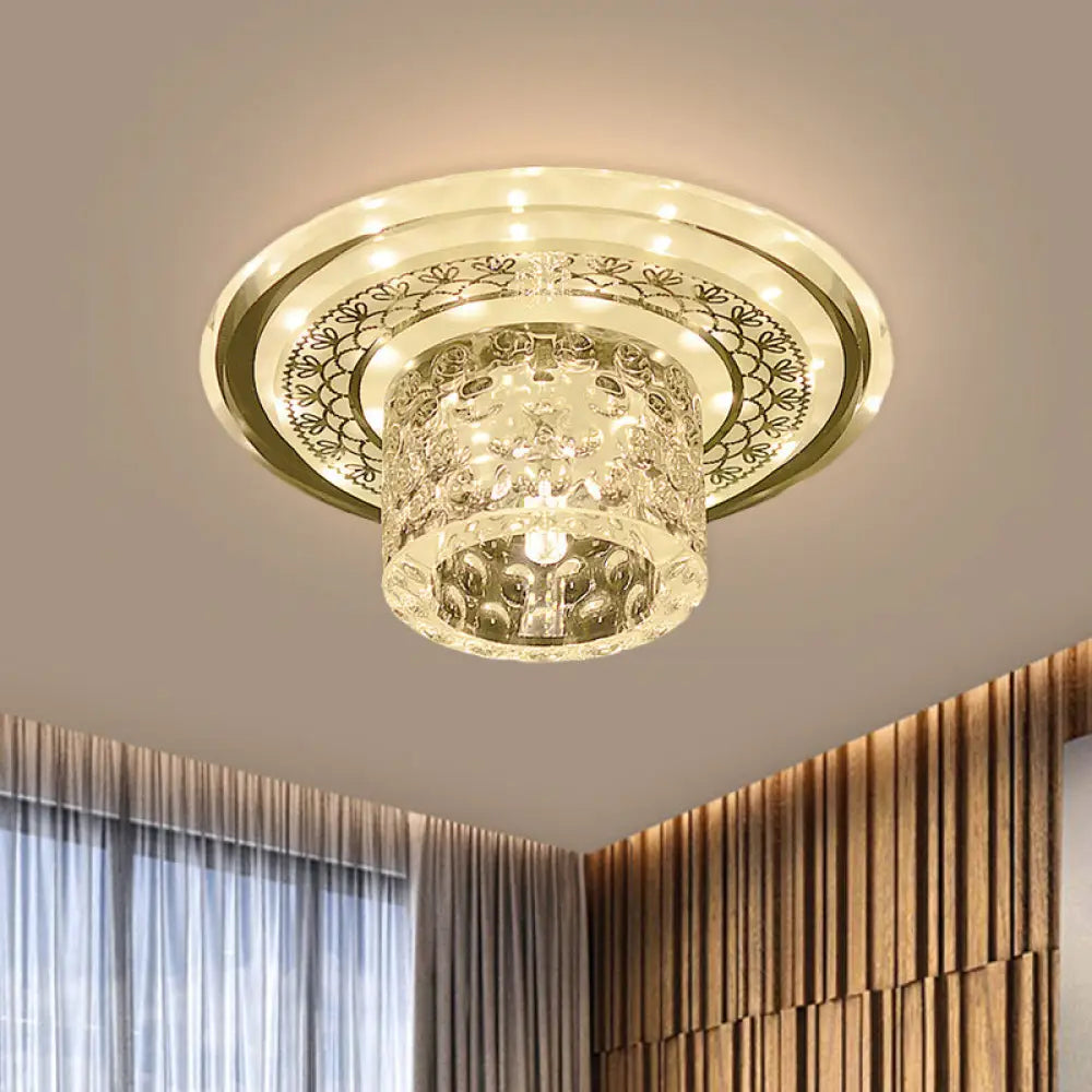 Contemporary Led Crystal Flushmount Ceiling Light For Corridor Clear