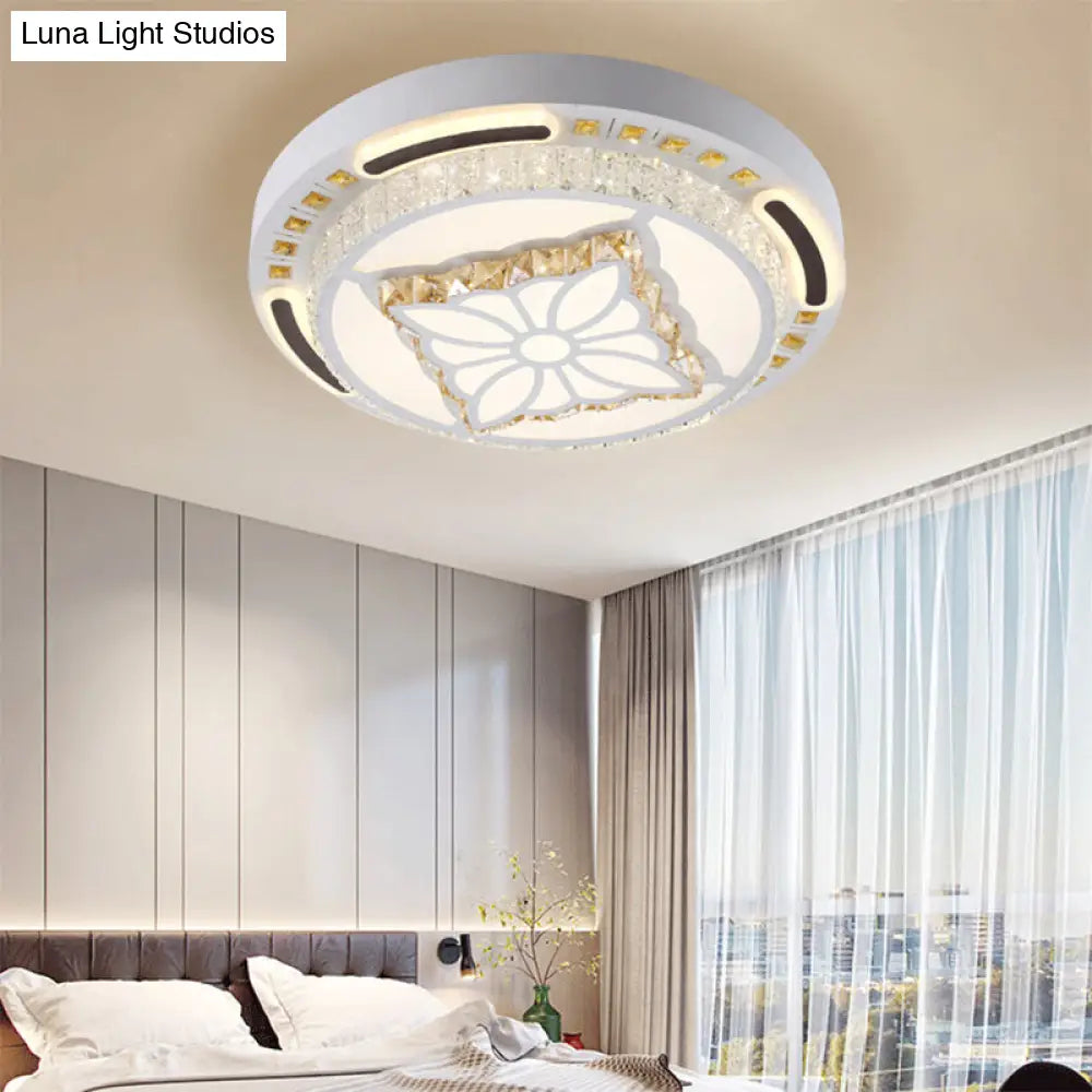 Contemporary Led Crystal Shaded Flush Ceiling Light - 23.5/31.5 W White / 23.5