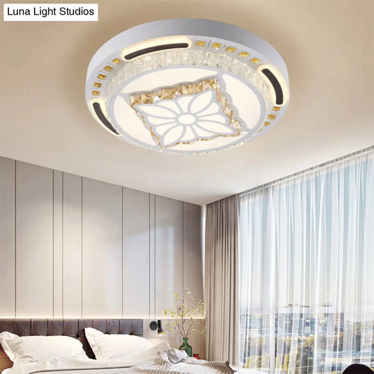 Contemporary Led Crystal Shaded Flush Ceiling Light - 23.5/31.5 W White / 23.5