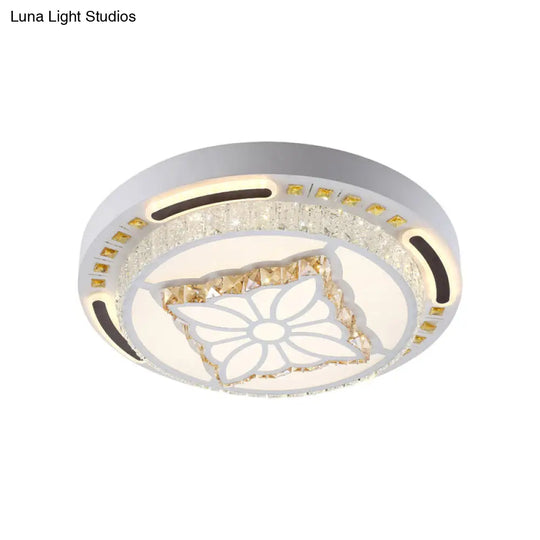 Contemporary Led Crystal Shaded Flush Ceiling Light - 23.5/31.5 W White