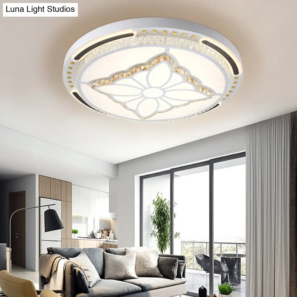 Contemporary Led Crystal Shaded Flush Ceiling Light - 23.5/31.5 W White / 31.5