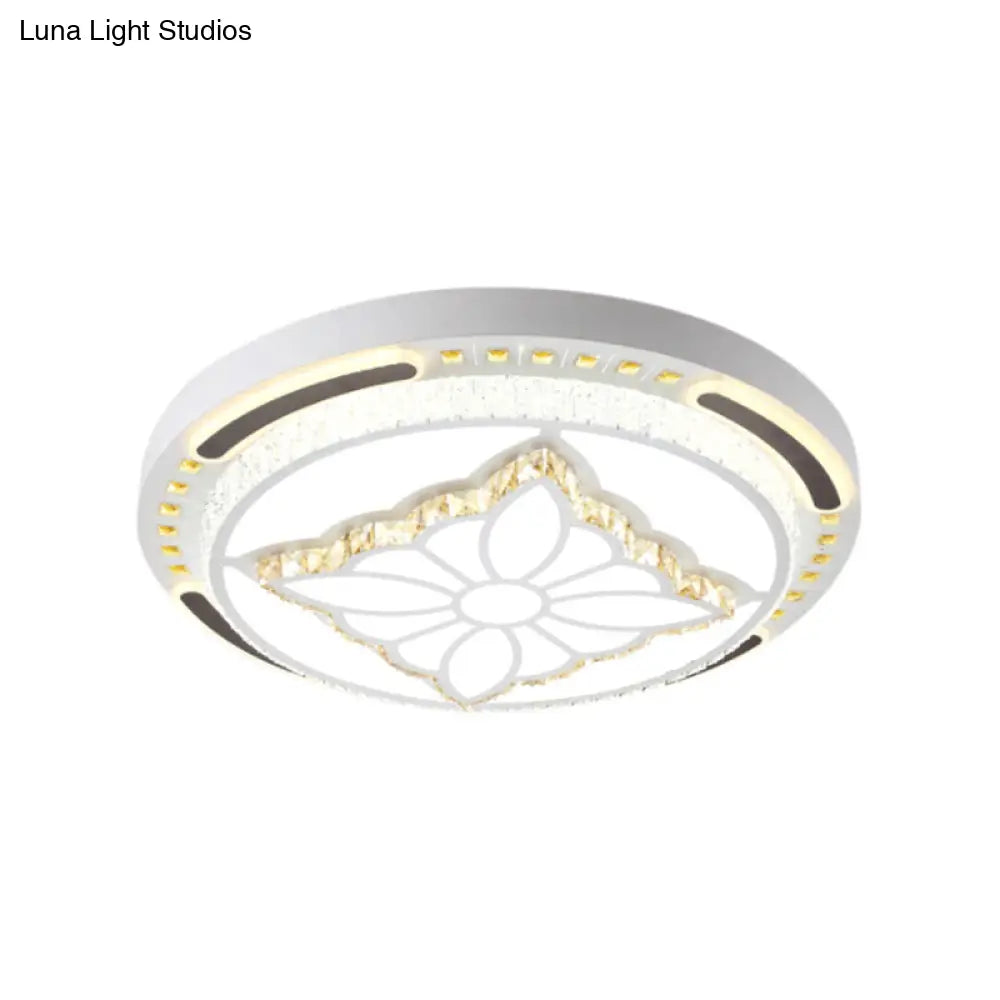 Contemporary Led Crystal Shaded Flush Ceiling Light - 23.5/31.5 W White