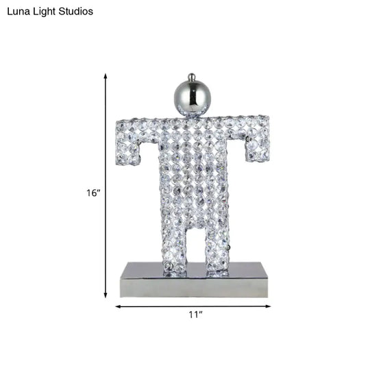 Contemporary Led Crystal Table Lamp: Chrome Human Shape For Dining Room Nightstand