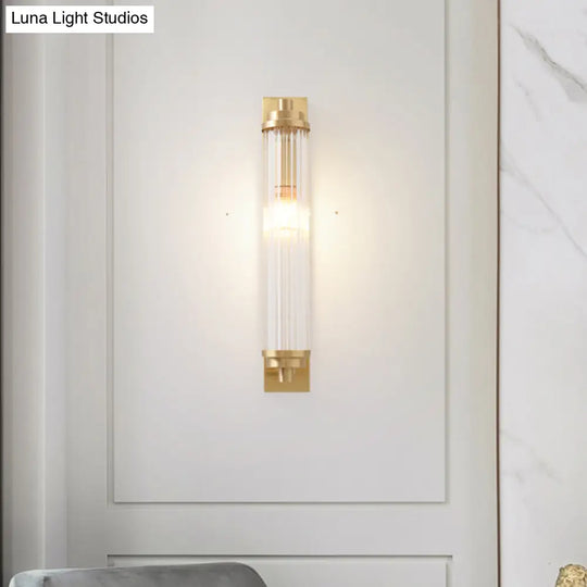 Contemporary Led Crystal Wall Light Fixture For Living Room With Clear Cylinder Pipes