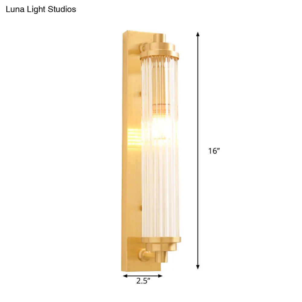 Contemporary Led Crystal Wall Light Fixture For Living Room With Clear Cylinder Pipes