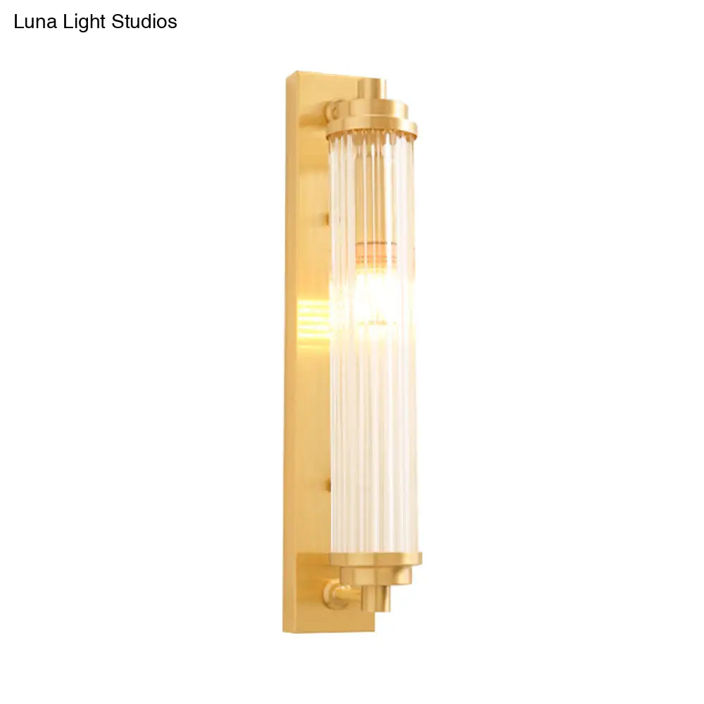 Contemporary Led Crystal Wall Light Fixture For Living Room With Clear Cylinder Pipes