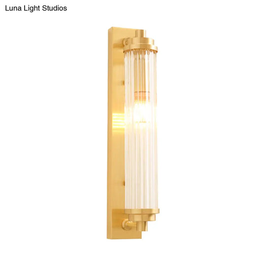 Contemporary Led Crystal Wall Light Fixture For Living Room With Clear Cylinder Pipes