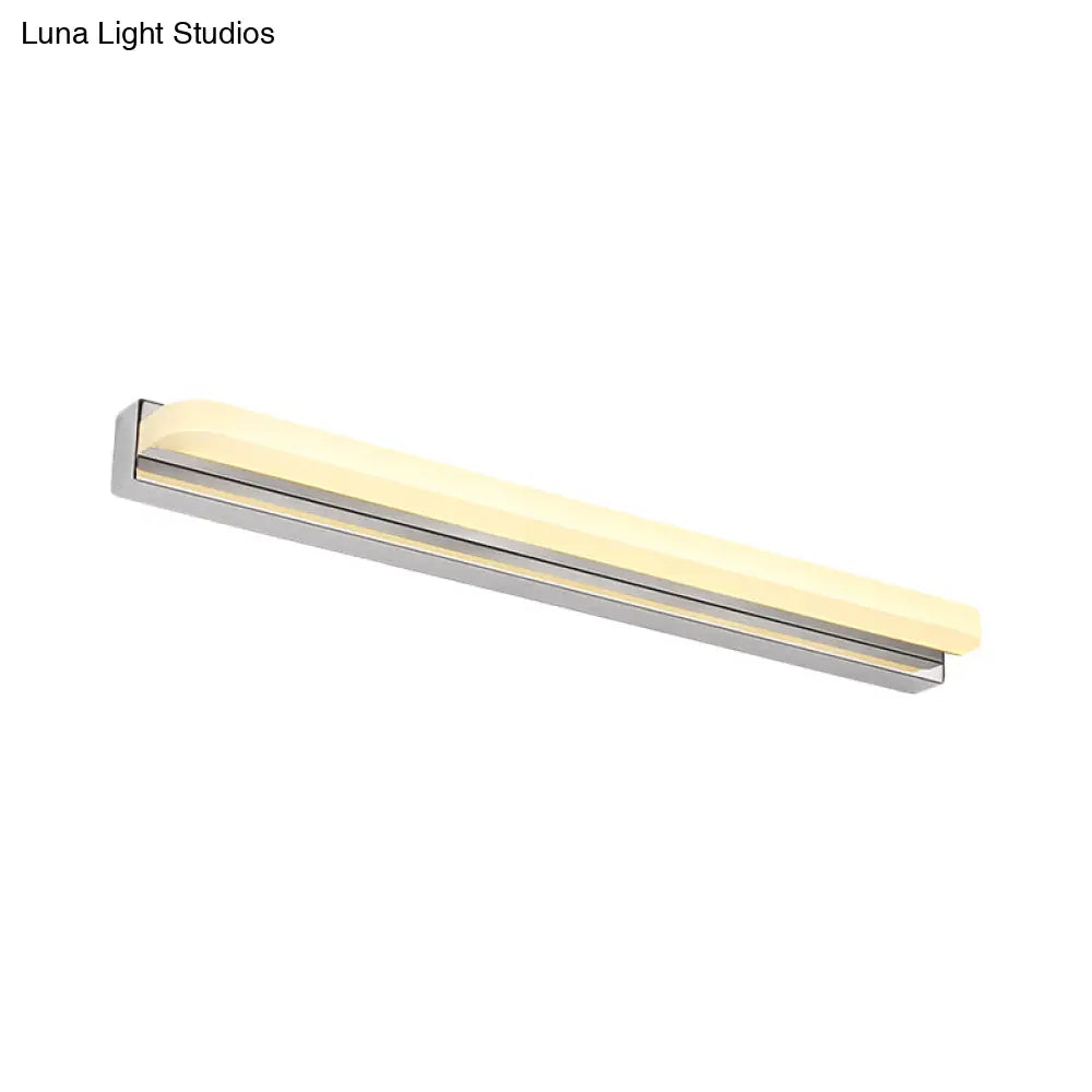 Contemporary Led Cylinder Bar Light In Nickel For Shower Room Vanity - Warm/White