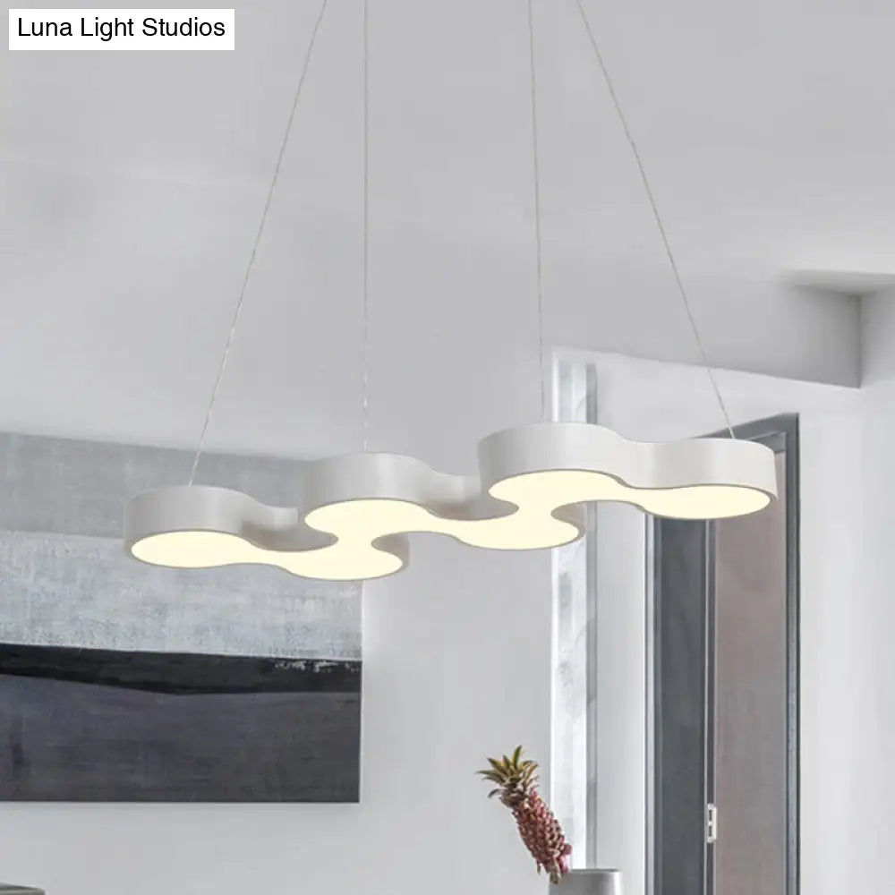 Contemporary Led Pendant Light With Metal Shade - White/Black Dining Room Ceiling Lamp (White/Warm