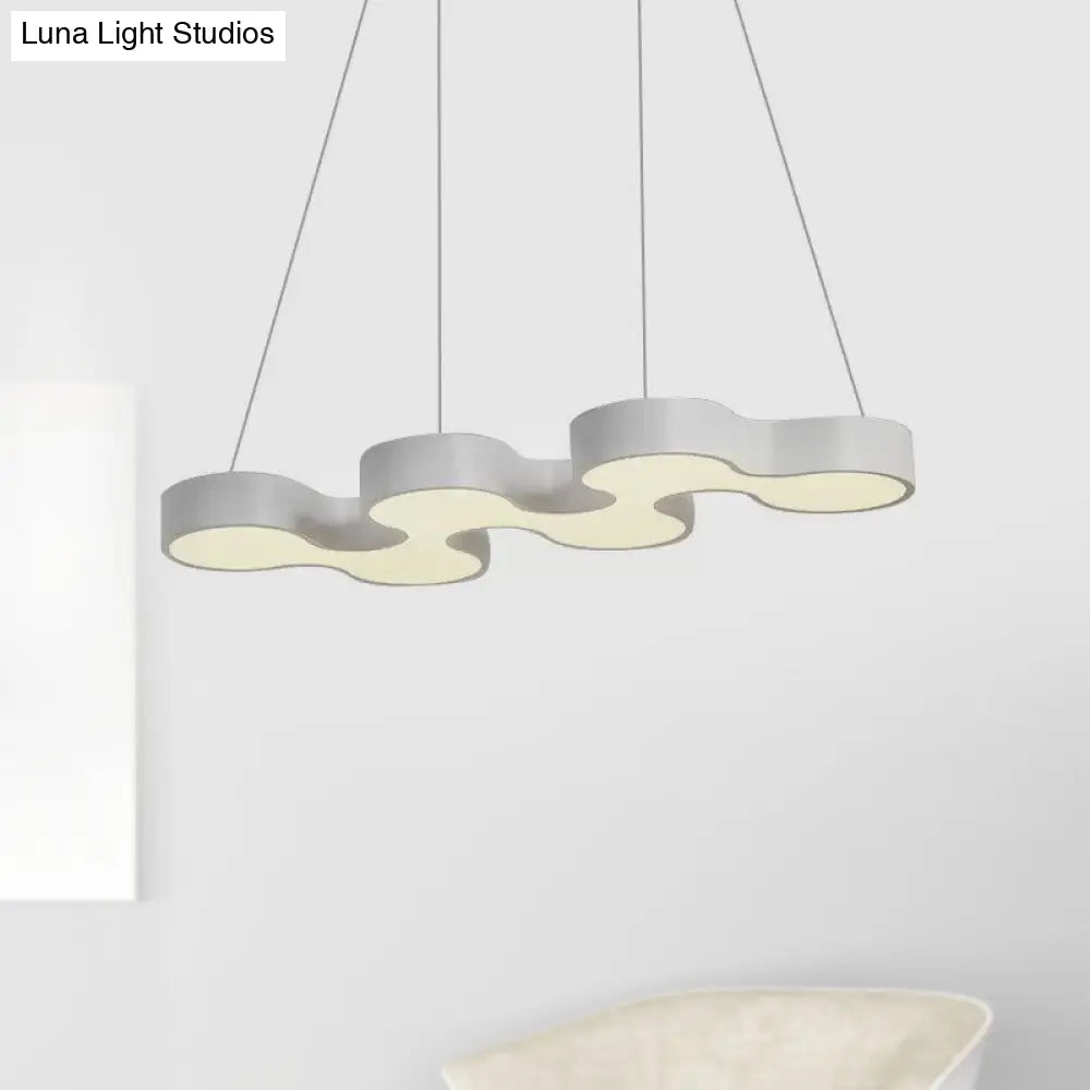 Contemporary Led Dining Room Pendant Light With Metal Curve Shade - White/Black Hanging Ceiling