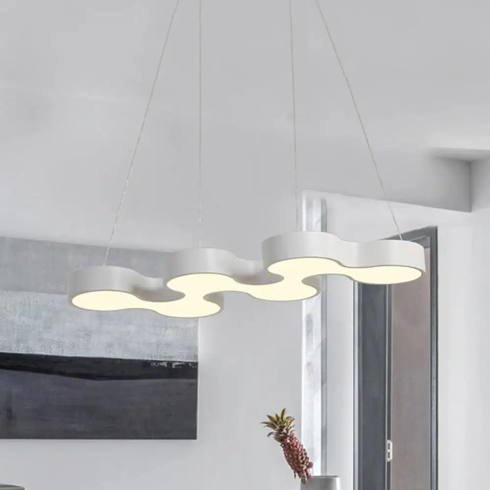 Contemporary Led Dining Room Pendant Light With Metal Curve Shade - White/Black Hanging Ceiling