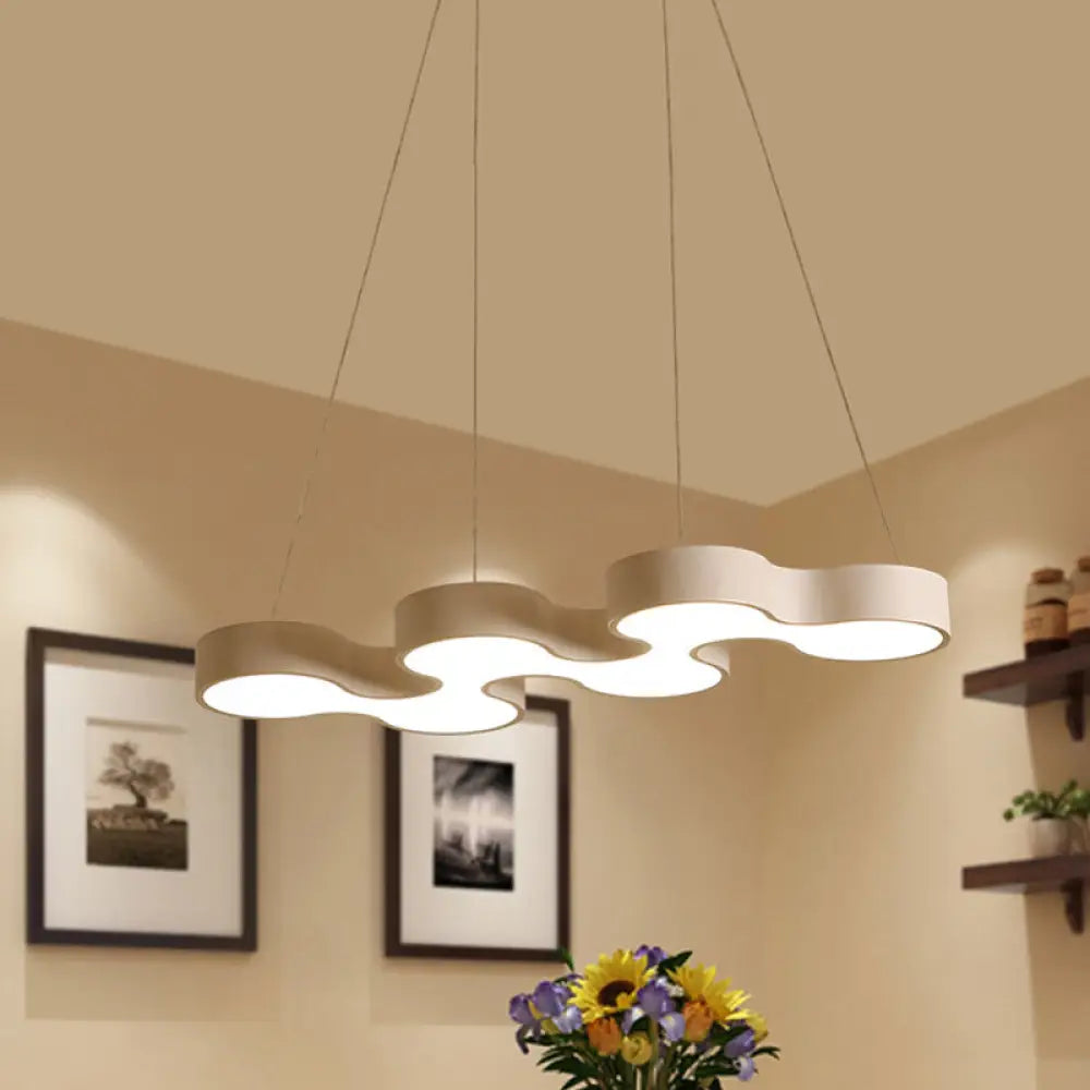 Contemporary Led Dining Room Pendant Light With Metal Curve Shade - White/Black Hanging Ceiling