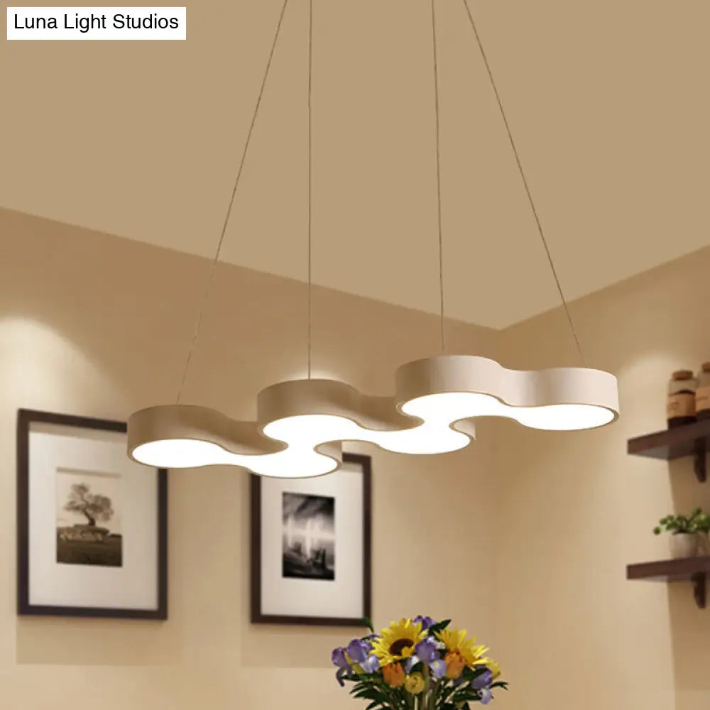 Contemporary Led Pendant Light With Metal Shade - White/Black Dining Room Ceiling Lamp (White/Warm