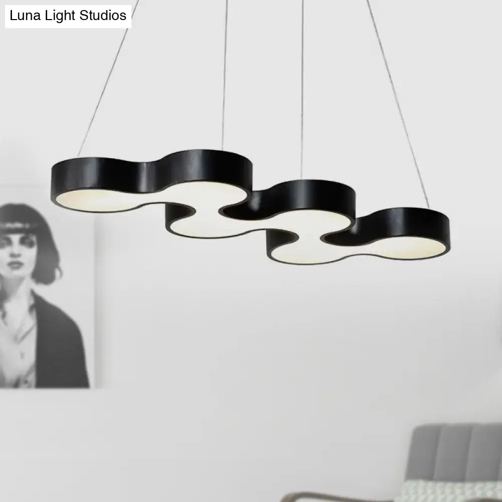 Contemporary Led Dining Room Pendant Light With Metal Curve Shade - White/Black Hanging Ceiling