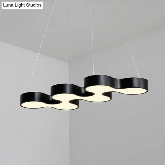 Contemporary Led Dining Room Pendant Light With Metal Curve Shade - White/Black Hanging Ceiling