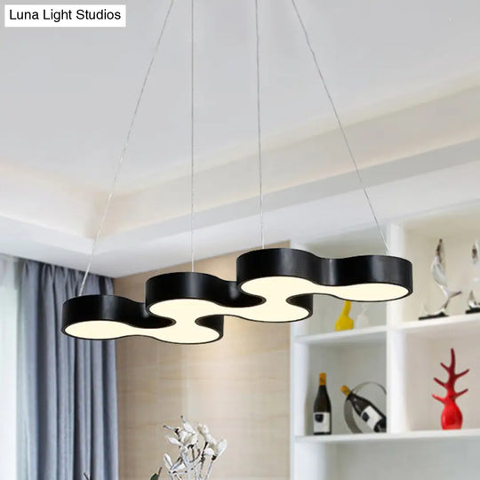 Contemporary Led Pendant Light With Metal Shade - White/Black Dining Room Ceiling Lamp (White/Warm