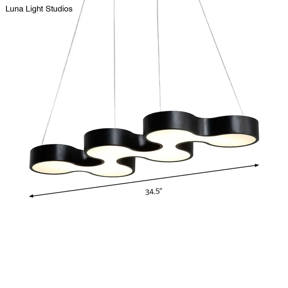 Contemporary Led Dining Room Pendant Light With Metal Curve Shade - White/Black Hanging Ceiling