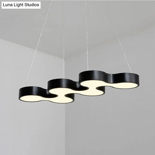 Contemporary Led Pendant Light With Metal Shade - White/Black Dining Room Ceiling Lamp (White/Warm