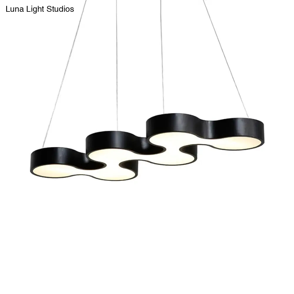 Contemporary Led Dining Room Pendant Light With Metal Curve Shade - White/Black Hanging Ceiling